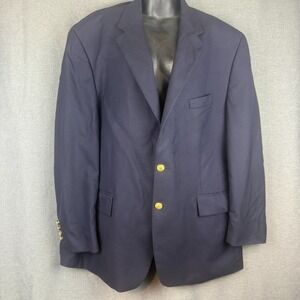 Chaps Ralph Lauren Men's Navy 100% Wool Sport Coat‎ Blazer Gold Buttons 48R